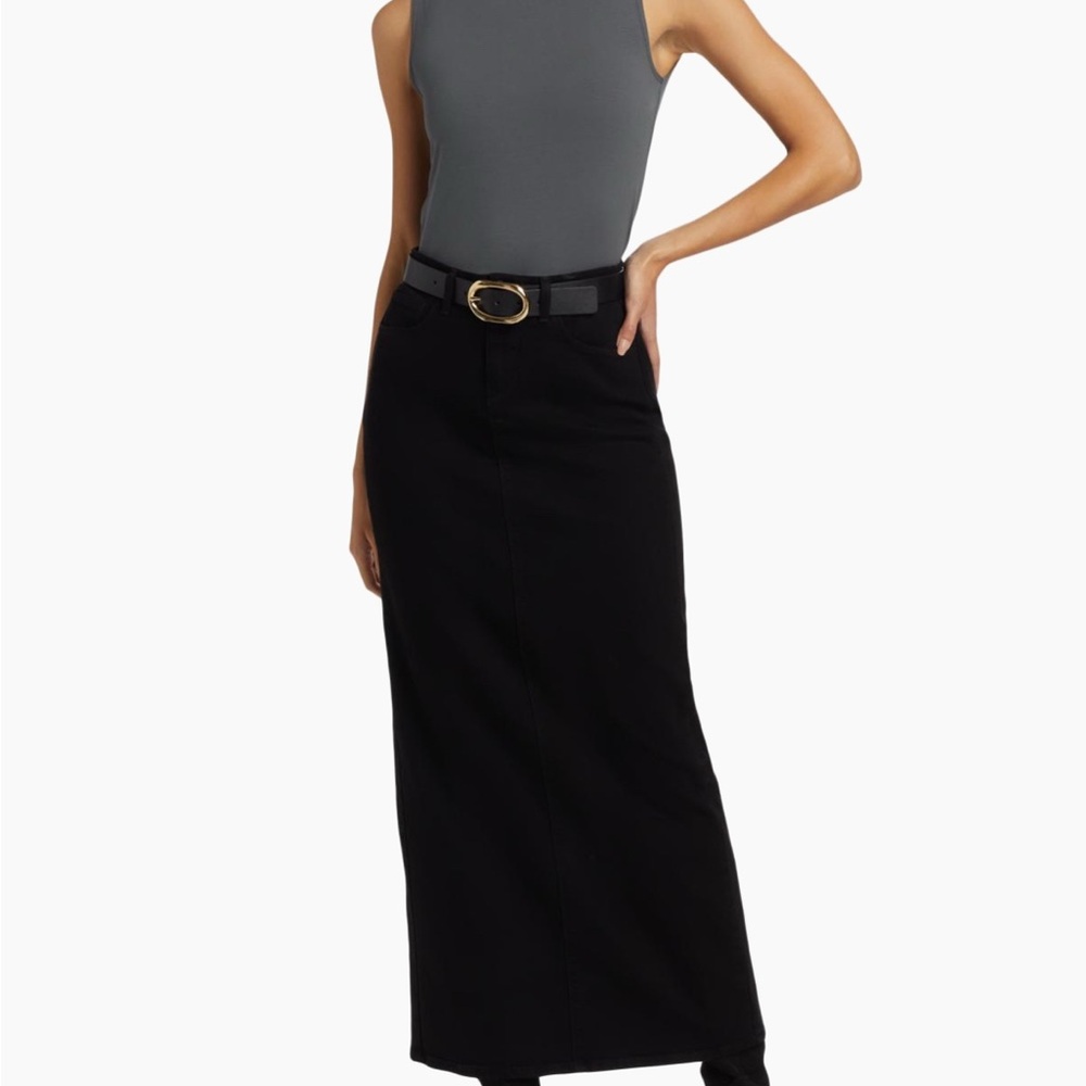 L’AGENCE Miriam Denim Maxi Skirt - Size 25 - Saturated Black - NWT